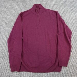 EMI MAGLIA Sweater Mens Medium Purple Wool Cashmere 1/4 Zip Mock Neck Pullover